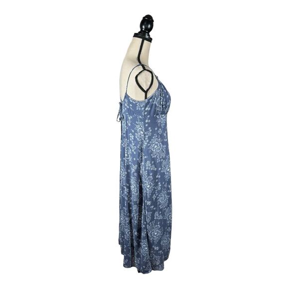 Madewell Tie Back Button Front Midi Dress In Archival Floral - Picture 4 of 6